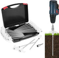 QWORK 8 Heavy Duty Screw in Tent Stakes Set - 20 Pack Tent Pegs Camping Stakes with Screwdriver | Glow in The Dark