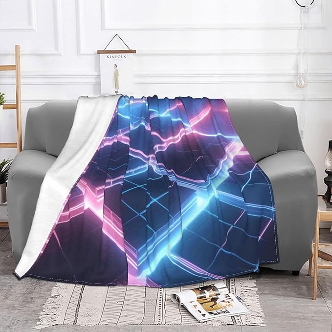 Glow Grid Soft Fleece Blanket 60 * 50 inch Soft Sofa Blanket Suitable for Sofa Camping Travel Night Cover Blanket