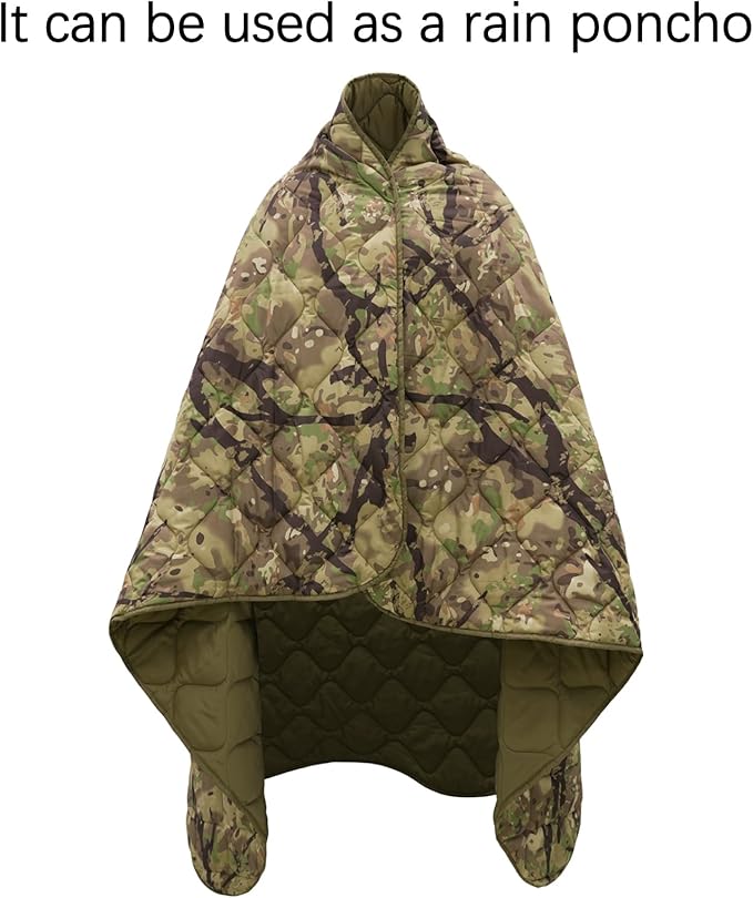 LOOGU Camo Blanket Waterproof Insulation Poncho Liner for Outdoor Camping Hiking Hunting Survival Backpacking Picnicking