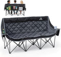3 Person Camping Chair Oversized Padded Loveseat Camping Chairs Heavy Duty Folding Outdoor Couch with Cup Holder &amp Phone Side Pocket Extra Wide Outdoor Loveseat for Camping Tailgating Lawn Black