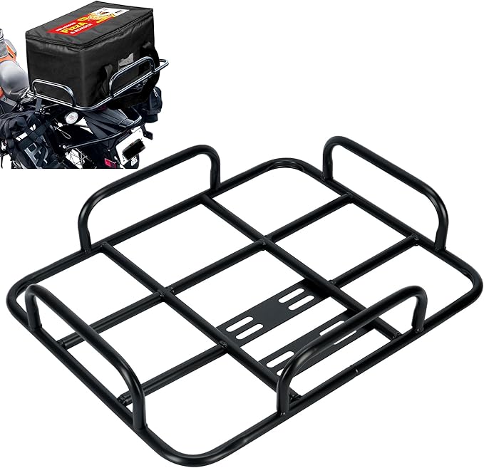 Food Delivery Box Rack Rear Grille 80kg Loading Delivery Food Box Rack with Guardrail Delivery Food Bag Rack Universal for Motorcycle Electric (inner diameter 50/40)
