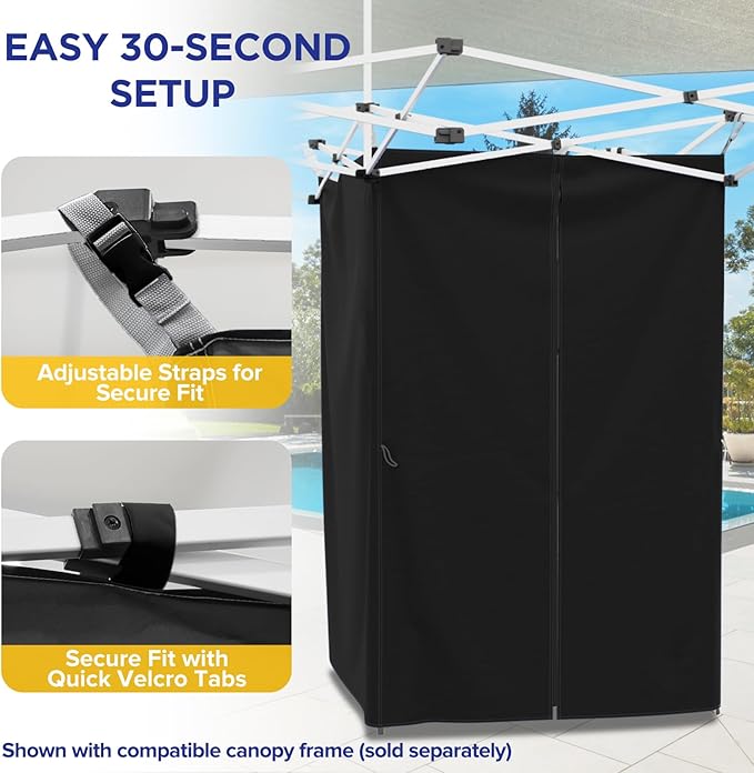 EAGLE PEAK Portable Privacy Tent Changing Room for Pop Up Canopy Fits Canopies with Cross Bars Outdoor Hanging Privacy Curtain 55.1 L x 55.1 W x 80.7 H Black