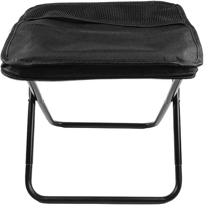 Collapsible Stool Folding Stool For Outdoor Camping Fishing Travel Hiking Oxford Cloth Seat Compact Storage Camping Chair Lightweight For Adults(Black S Size)