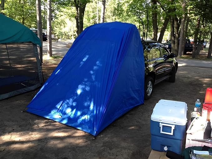 SUV Tent for Camping and Hiking Lightweight with Rainfly and Tent Stakes 6' x 6.5' Universal Tailgate Tent for Cars SUVs Trucks Hatchbacks