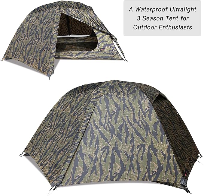 Camping Tent CAMO Backpacking Tent Scout Portable Ultralight 3 Season Tent Waterproof for 2 Person Hiking Mountaineering Trekking