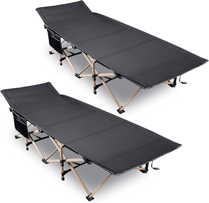 REDCAMP Folding Camping Cots for Adults Heavy Duty 28 Extra Wide Sturdy Portable Sleeping Cot Black 2-Pack