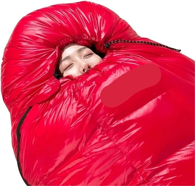Sleeping Bag White Goose Down Sleeping Bag Camping Filled Men Warm for Travel Hiking for Adult(Dark Blue 1000g)