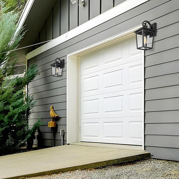 Outdoor Light Fixtures Wall Mount Waterproof Exterior Wall Lanterns with Seeded Glass Outside Wall Sconces Front Porch Lights for House Garage Doorway Patio Large