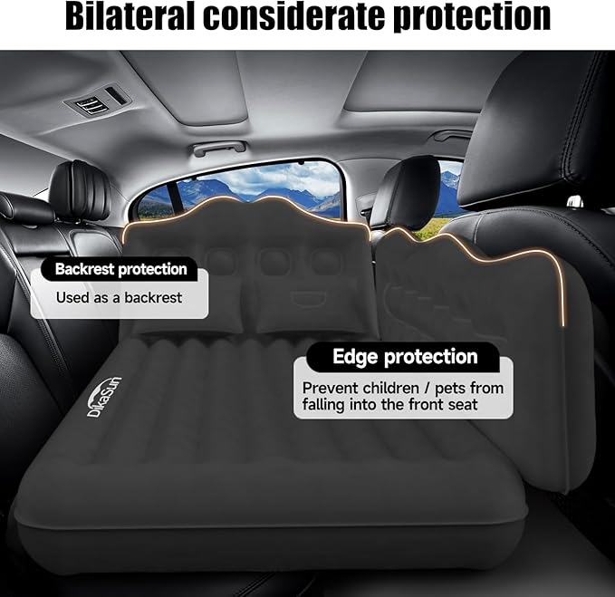 Car Air Mattress Inflatable SUV Truck Camping Mattress for Back Seat Thickened Travel Car Bed Sleeping Pad with Air Pump 2 Pillows