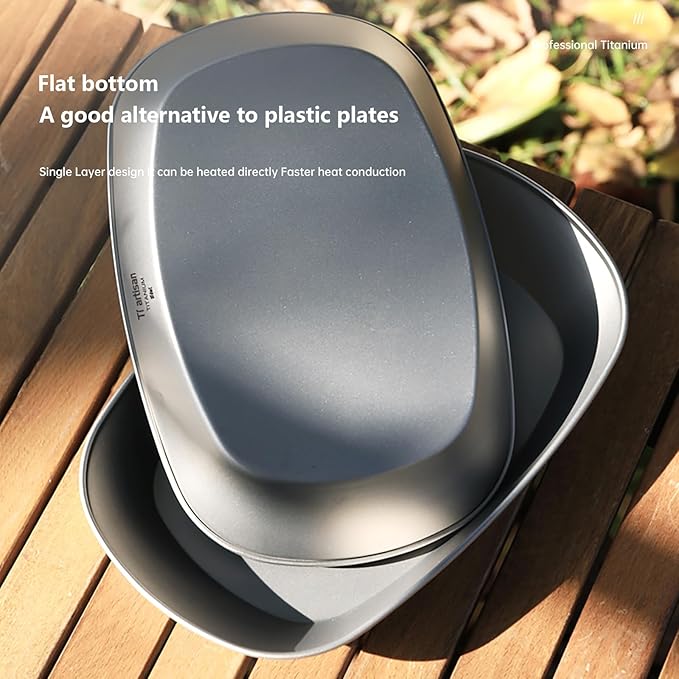 Titanium Plate Camping Picnic Tableware 32.1fl oz Cooking Utensils Extremely Light Dishes Bowl 106g (Sanding)