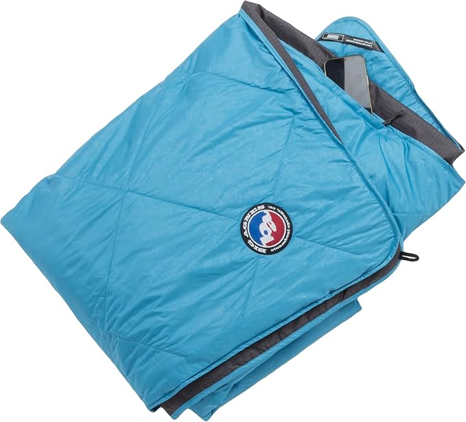 Big Agnes Why Not Picnic Blanket- Waterproof Outdoor Blanket with Insulation Hidden Pocket &amp Stuff Sack for Camping Beach &amp Concerts Cendre Blue/Asphalt 55x85