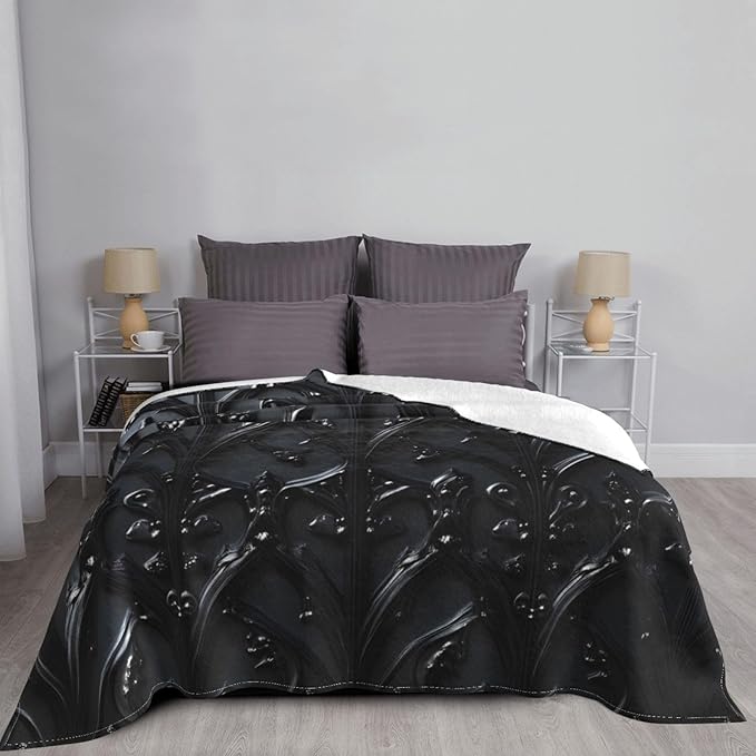 Black Fence 80x60 Printed Soft Fleece Blanket for Sofa Bed and Camping - Cozy Blanket for Travel Picnics Nighttime Use