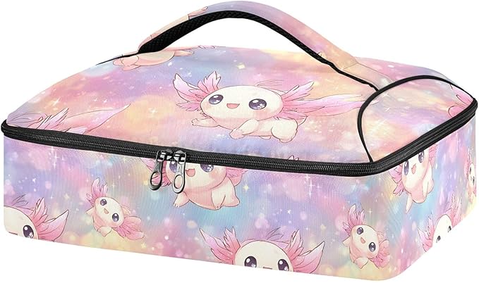 Casserole Carrier Kawaii AxolotlsInsulated Casserole Carrier for Hot or Cold Food Thermal Lunch Tote for Potluck Parties Picnic Beach Fits 9 x 13 Inches Baking Dish