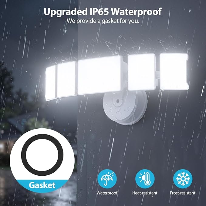 Olafus 180W Flood Lights Outdoor 18000LM Super Bright Security Lights with 5 Adjustable Heads IP65 Waterproof Hardwired Switch Controlled 6500K Aluminum LED Flood Light for House Yard White