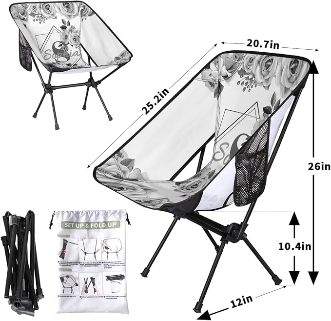 Camping Chair Personalized Backpacking Chair Lightweight Portable Folding Customized Name Chairs for Beach Sport Hiking (Gery)