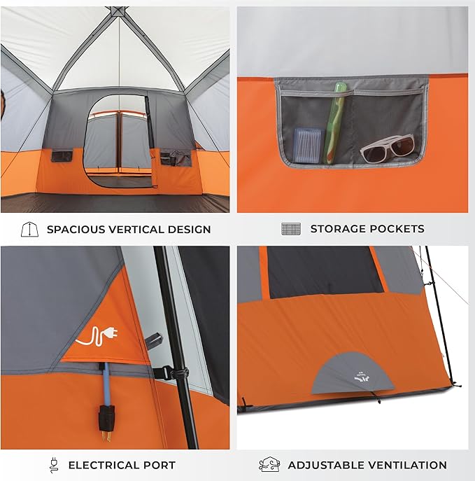 CORE Tent for Family Camping | 10 Person / 11 Person / 12 Person Large Multi Room Cabin Tents for Car Camping &amp Outdoor Adventures