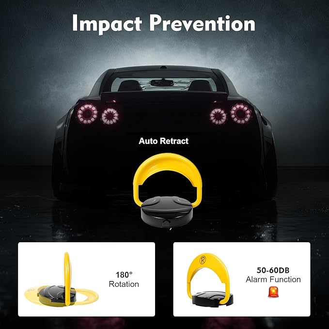 Remote Parking Lock Automatic Parking Space Lock 65.6FT Private Car Parking Latch Auto Space Stall Barrier- Car Park Driveway Guard Saver Automatic Barrier(Battery Not Included)