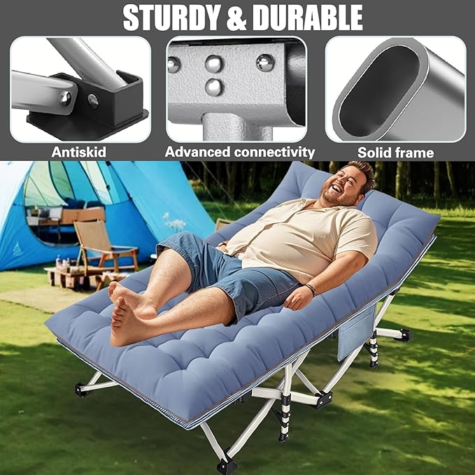 2 Pack XXL Extra Wide Camping Cots for Adults - 79 L x 32 W x 18 H Includes Comfortable Mattress &amp Carry Bag - Perfect for Indoor/Outdoor Use Vacation Travel