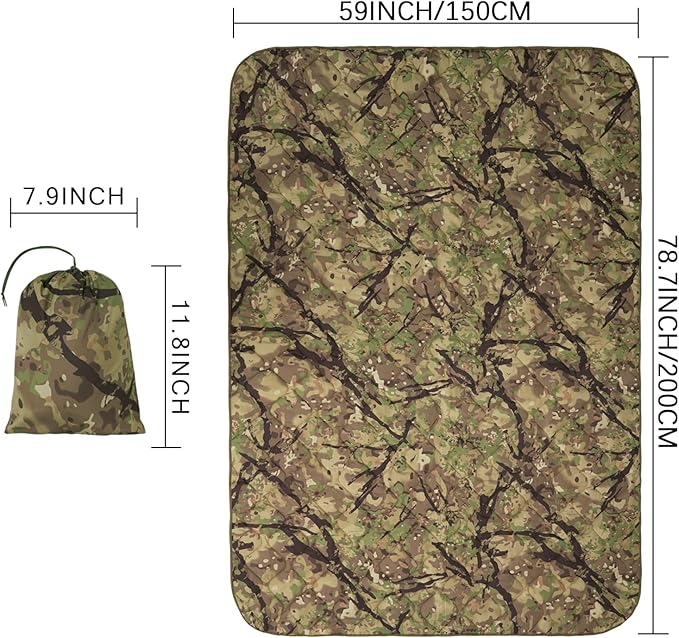 Poncho Liner Military Outdoor Camping Blanket for Travel Beach Grass Picnic Car Emergency Outdoor Survival