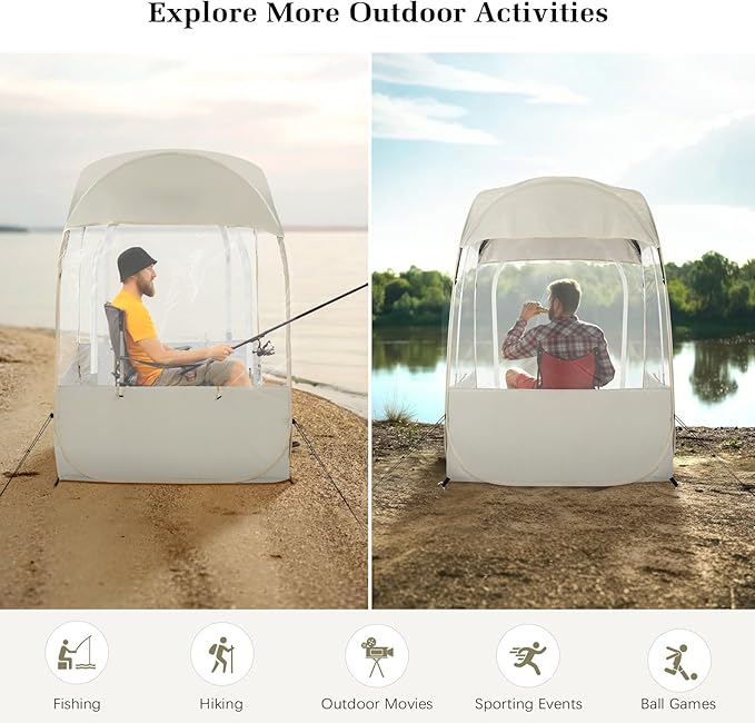 Sports Tent Portable &amp Foldable Pop Up Tents Shelter with Carry Bag Instant Weather Proof Clear View Bubble Tent for Fishing Camping Watching Sports Events