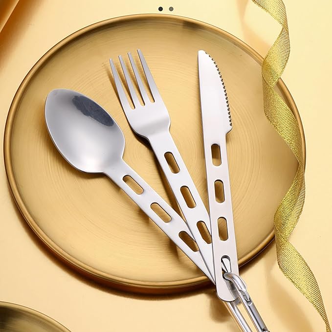 18-Piece SilverwareService for 6Serving SetCamping Utensils430 Camping Stainless Steel Cutlery SetCamping Outdoor KnifeEasy to Carry Without Taking Up SpaceDishwasher Safe