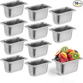 Giantree 10 Packs 1/9 Size 4 Inch Deep Hotel Pan Stainless Steel Steam Table Pan Commercial Metal Food Containers for Hotel Buffet Restaurant Catering Supplies 0.8 mm Thick 6.9 L x 4.3 W