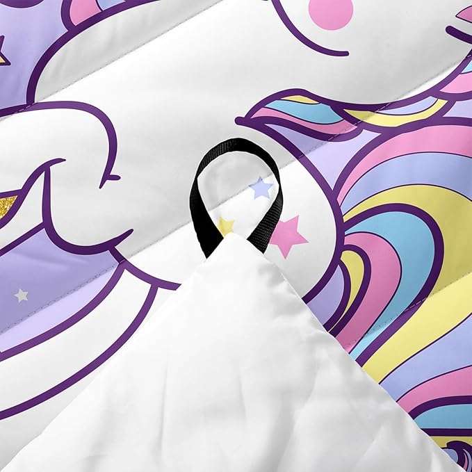 Axolotl Purple Unicorn Warm Puffy Camping BlanketLightweight Rainbow Cloud Printed Packable Outdoor BlanketGloden Star Outdoor Camping Blanket Backpacking for Traveling Picnic Beach Cold Weather