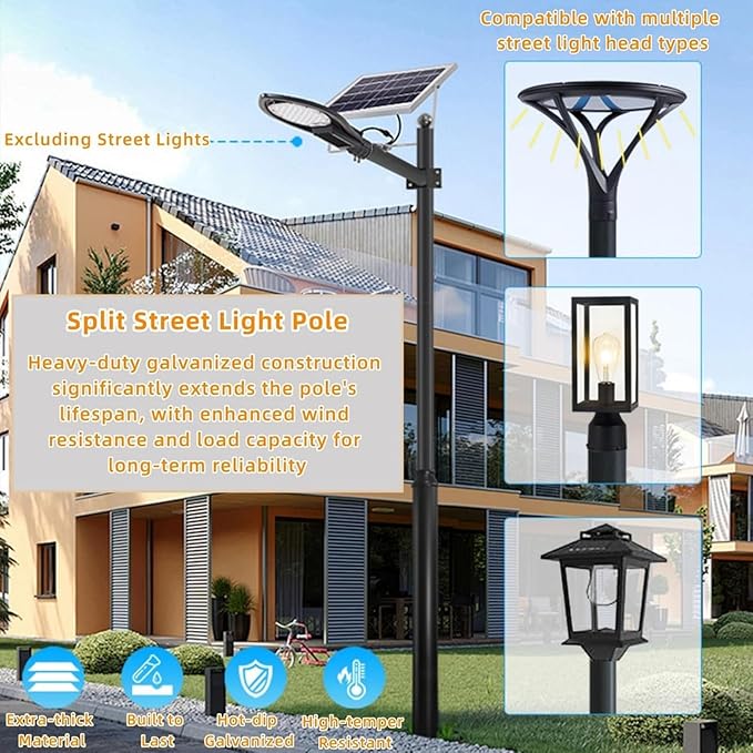 Street Light Pole 16ft Tall Split Street Lamp Post for Outdoor Street Courtyard Parking Lot Lighting Post Fixtures with Mounting Ground Cage (16FT 114+76mm)
