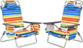 Giantex Folding Beach Chair Patio Sling Chairs with 5 Adjustable Position Head Pillow Storage Bag Towel Bar Cup Holders Backpack Chairs for Sunbathing Camping Chair