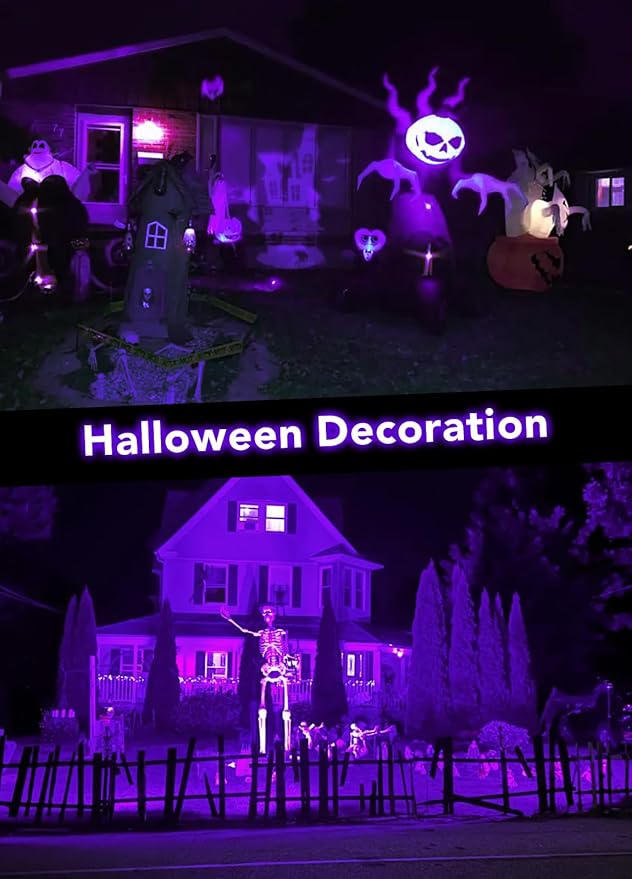 Elenora Halloween Spotlights Outdoor 15W LED Black Light/Blacklight for Glow Party Body Paint Fluorescent Poster 110V Plug-in Spot Light IP65 Waterproof Landscape Lighting for Yard Garden 2 Pack