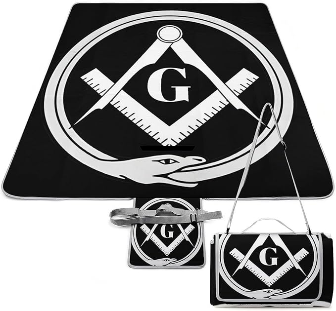 Masonic Faith Hope and Charity Freemason Logo Black Waterproof Outdoor Picnic Blanket Sandproof Beach Mat for Camping Hiking Grass Travelling