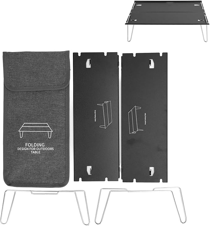 Camping Table 11.7 X 8.3 X 3.3in Portable Ultra Light Aluminum Alloy Folding Camp Side Table for Backpacking Camping Hiking Hunting Fishing