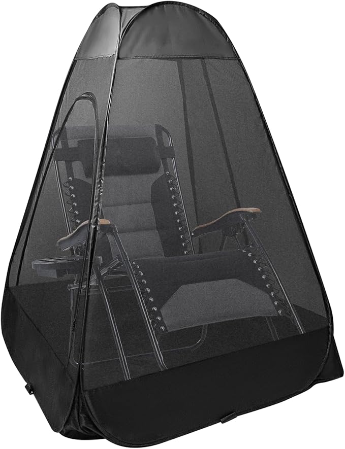 1-Person Camping Chair Pop up Tent 47x47x59 See Through Single Mesh Tent Bugs Barrier Mosquito Net 2 Zipper Doors Outdoor Sports Pod Shelter with Bag for Fishing Not Included Chair