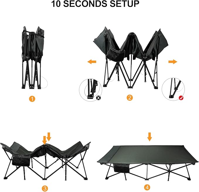 REDCAMP 39.4 W Extra Large Camping Cot for Adults 500lbs Oversized Tall Sleeping Cots Heavy Duty XXL Cots Portable for Outdoor Indoor Office Dark Grey