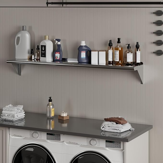 AmGood 10 X 60 Stainless Steel Wall Shelf | NSF | Metal Shelving | Garage Laundry Storage Utility Room | Restaurant Commercial Kitchen