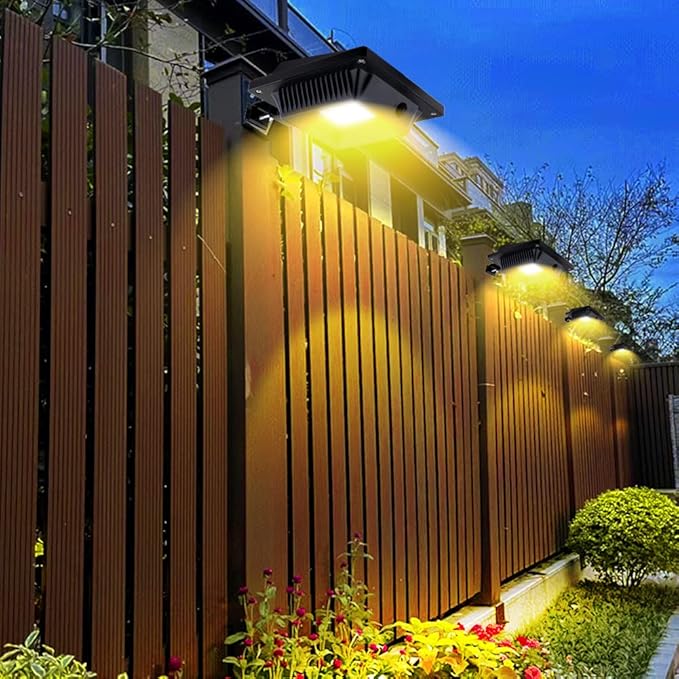 Gutter Lights 40 LED Solar Patio Decor Lights - Deck Fence Wall Backyard Porch Pool Step Lights (4Pack - Black Warm White Light)