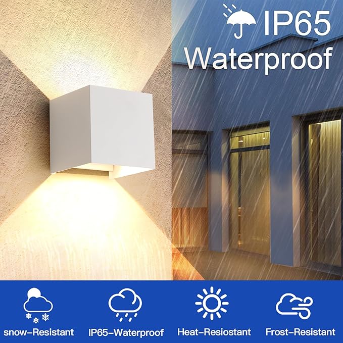 White Wall Sconces Set of Two3 Color Temperatures Hardwired Up and Down Outdoor Lights15W Indoor Wall Sconce4.33 Inch ETL Listed Exterior Wall Lights for Living Room Bedroom Hallway Porch 2 Pack