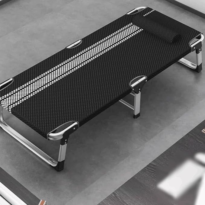 Breathable Camping Cot Aluminum Alloy Flat Tube Guest Bed for Adults Portable Folding Bed with Headrest Travel Camp Bed