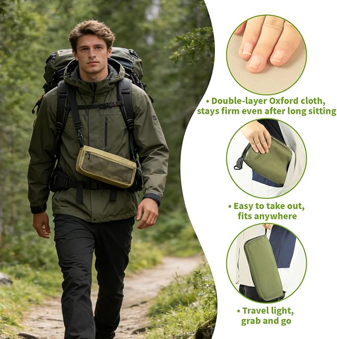 Foldable Backpack Stool - Portable 2-in-1 Camping Chair Converts to Satchel Heavy Duty Supports 330lbs for Hiking Fishing Camping &amp Outdoor Travel with Storage Pouch (Green Large)