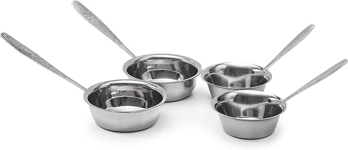 2 Pcs Cocotte 3.15 Inch and 2 Pcs Cocotte 3.54 Inch - Mini Cocotte with Handle - Ramekin for Baking Julienne of Stainless Steel Oven Safe OFXDD