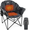 LILYPELLE Oversized Heated Camping Chair Patio Lounge Chairs with 3 Heat Levels Portable Folding Heated Chair Round Moon Saucer Folding Lawn Chair Outdoor Chair for Camping Lounge Patio
