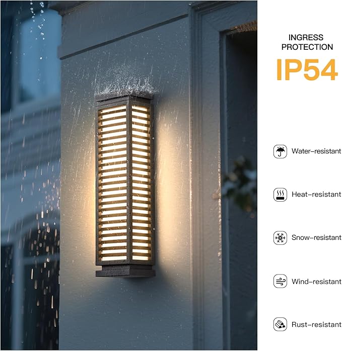 23.6 Outdoor Wall Lights Hard Wired Outdoor Wall Sconce Waterproof Front Porch Light 3000K Exterior Lighting Fixture Patio Wall Light Fixture for House Outside Exterior Entrance Patio