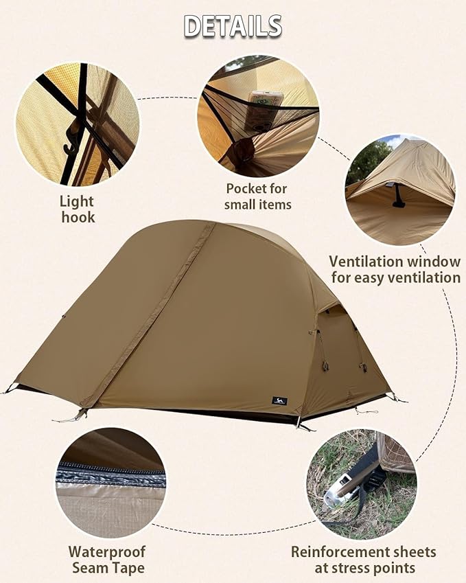 MC TOMOUNT Backpacking Tent Ultralight Nylon 1-2 Person Tent 3.3lbs-4.4lbs for Hiking Camping