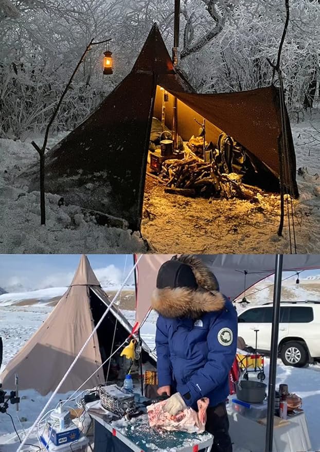 WINTENT 4 Season Waterproof Teepee Tent Yurt with Stove Jack for Adult Camping Hiking Height 7.8FT/240CM