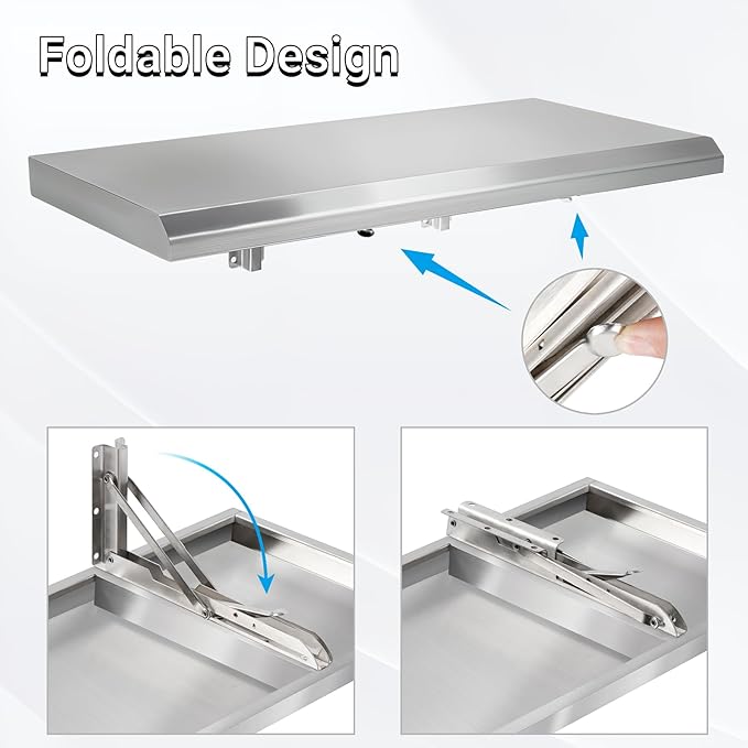 Folding Concession Shelf 24 x 18 Stainless Steel Drop Down Serving Food Shelf for Concession Windows