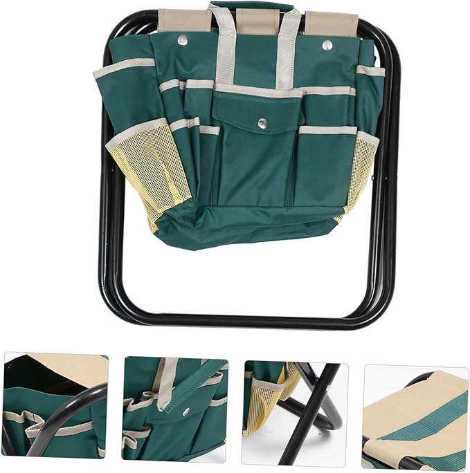 SUPVOX Portable Folding Stool with Tool Bag Lightweight Garden Chair for Hiking Fishing Travel Practical and Comfortable Design