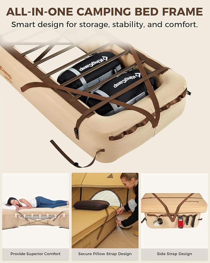 KingCamp Air Mattress Frame Portable Inflatable Camping Cot Base Heavy Duty Bed Frame for Outdoor Travel &amp Home Tent (Bed Frame Only Air Pump and Mattress Not Included) - 2 Packs