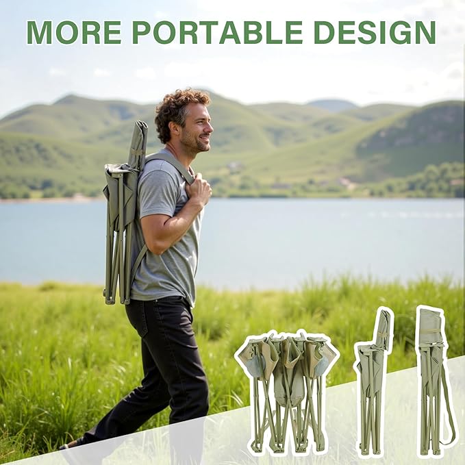 CAMPHILL Camping Chair Set of 3 Outdoor Folding Camping Chairs for Heavy People with Cup Holder &amp Carry BagCollapsible Chair Include One Sofa Chair and Two Single ChairSupport up to 500lbs