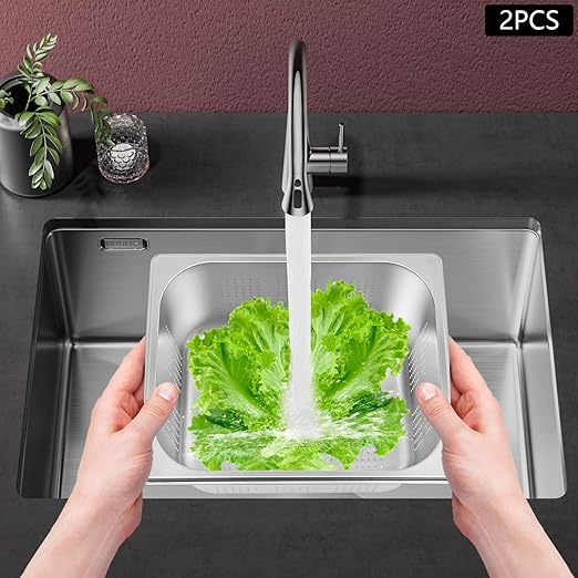 Hotel Pans 2-Pack 1/2 Size Stainless Steel Perforated Steam Table Pan 6 Deep 8L/8.46Qt Food Grade Anti-Jam Commercial Buffet Pan for Kitchen Drain &amp Steam Vegetables Dishwasher &amp Oven Saf
