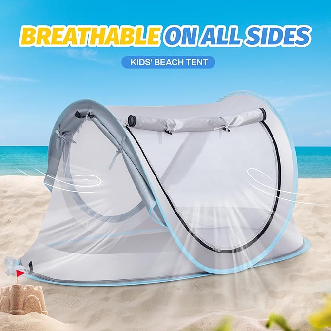 Baby Beach Tent Pop Up Toddler Travel Bed for Boys or Girls Sun Shade for Toddler Camping Infant Portable Sun Shade Summer Beach Baby
